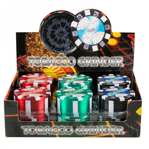 12PC DISP - 2" Metal 3pc Grinder - Poker Chip...
