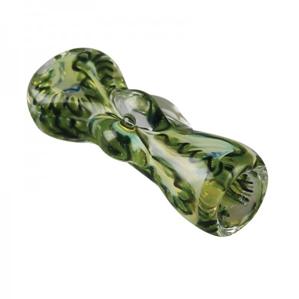 2.5" Wide Ends Rope Swirl Pattern Glass Tobac...