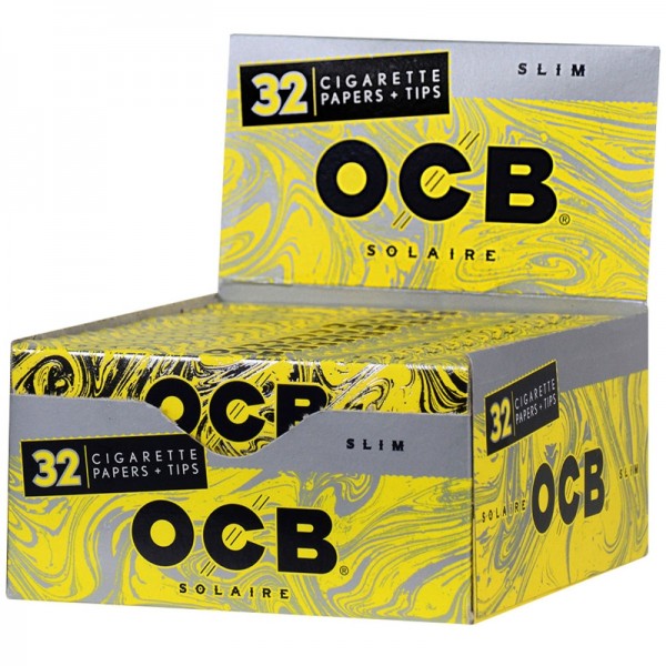 24pc Display - OCB Solaire Slim Rolling Papers & Tips