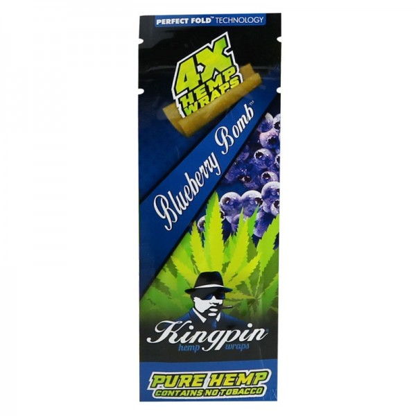 25PK DISPLAY - Kingpin Hemp Wrap - 4pc - Blueberry...