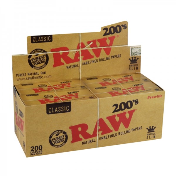 40PC DISP- Raw Classic 200's Rolling Papers - King...